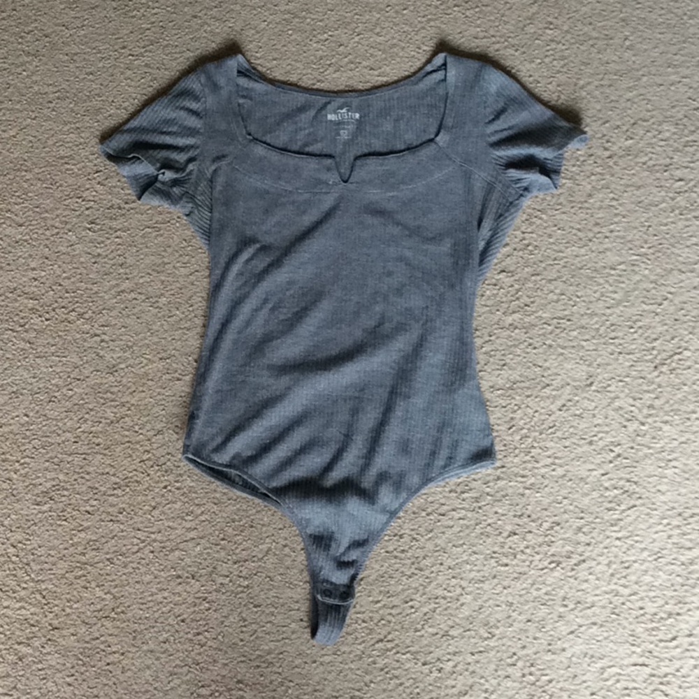 Gray ribbed bodysuit